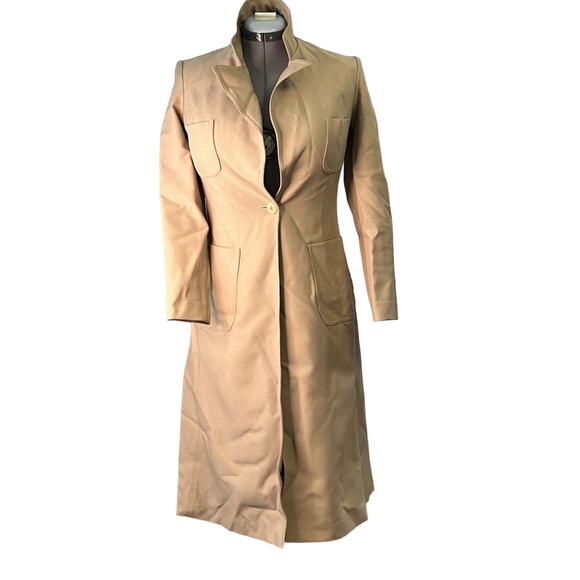 Vintage women’s Ms Limited 1970s long tan polyester blazer coat size 9 - Picture 2 of 6